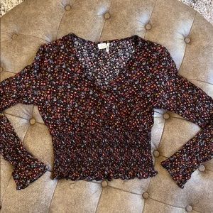 Ruched floral blouse